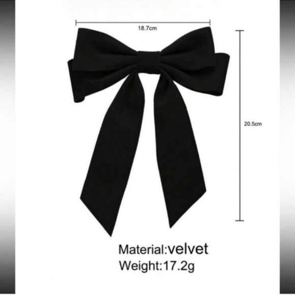 2 pcs Elegant Black Velvet Hair Bow - Picture 2 of 9